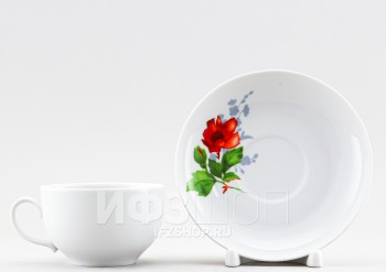 Чашка с блюдцем чайная ф. Янтарь рис. Роза без отводки