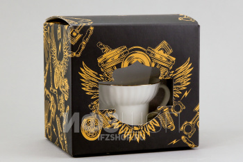 Чашка с блюдцем чайная ф. Волна рис. Золотой кантик в подарочной упаковке (Харлей)
