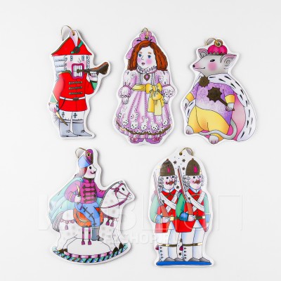 Набор елочных игрушек рис. Сказка Щелкунчик, 5 предметов в адвент календаре