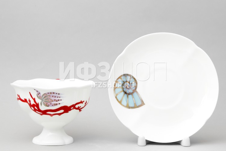 Чашка с блюдцем чайная ф. Наташа рис. Сокровища моря 