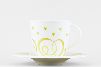 Чашка с блюдцем чайная ф. Оливия рис. Сердечки