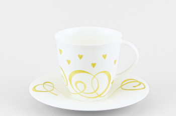 Чашка с блюдцем чайная ф. Оливия рис. Сердечки
