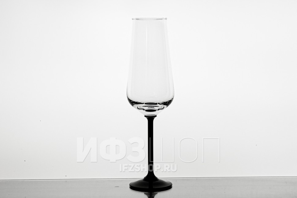 Набор из 6 бокалов для шампанского 220 мл ф. 11475 серия 200/23 (черная ножка)