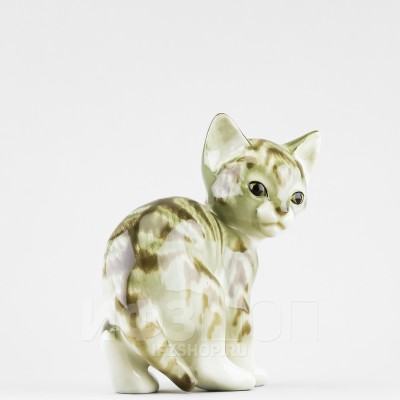 Кошка серая полосатая (высота 14 см)
