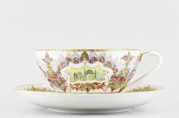 Чашка с блюдцем чайная ф. Купольная рис. Райский сад
