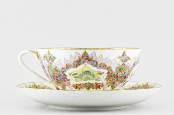 Чашка с блюдцем чайная ф. Купольная рис. Райский сад