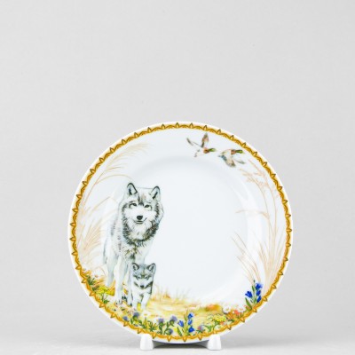 Тарелка плоская 20 см ф. Идиллия рис. Фауна. Волчица