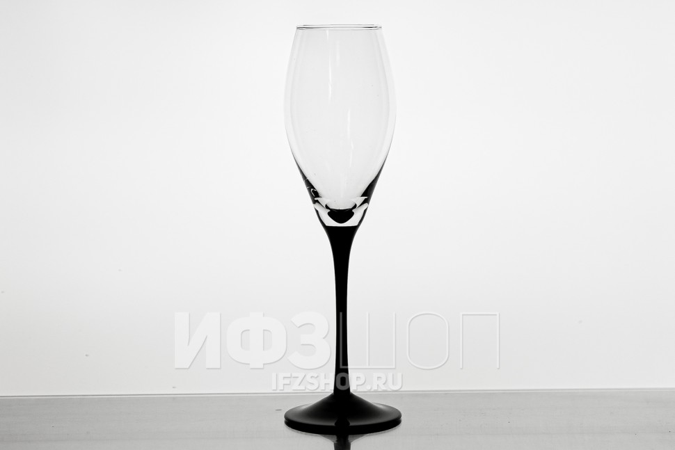 Набор из 6 бокалов для шампанского 250 мл ф. 10457 серия 200/23 (черная ножка)