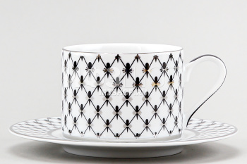 Чашка с блюдцем чайная ф. Соло рис. Платиновая сетка (265 мл)