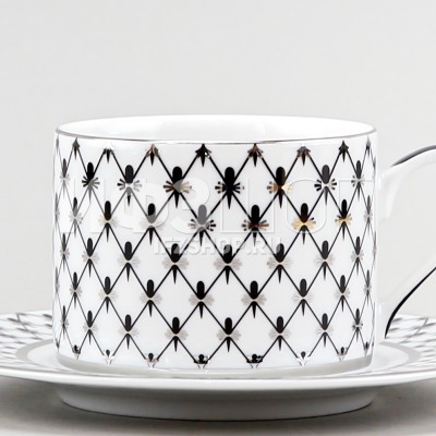 Чашка с блюдцем чайная ф. Соло рис. Платиновая сетка (265 мл)