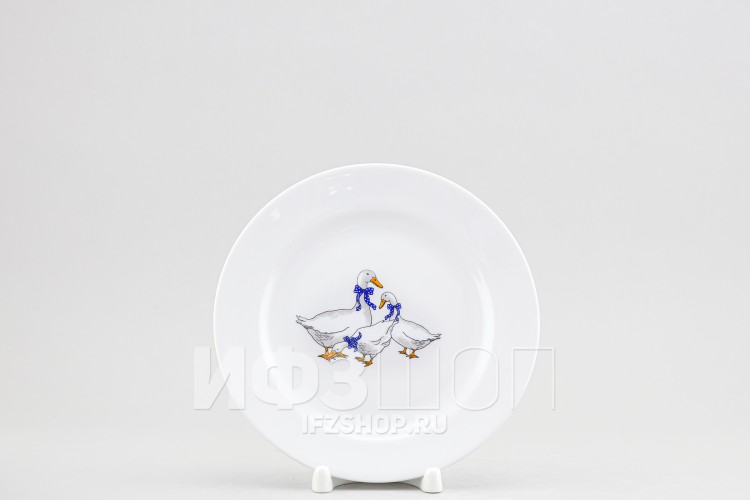 Тарелка плоская 17.5 см ф. Гладкий край рис. Гуси новые 