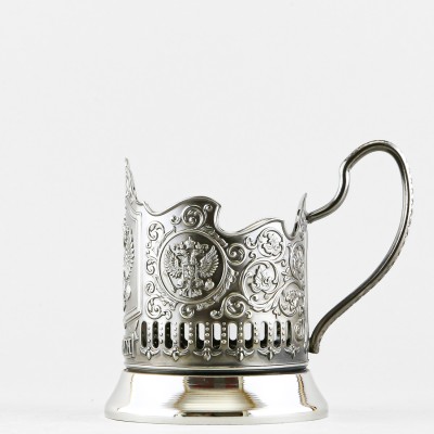 Подстаканник никелированный с чернью, Герб РФ