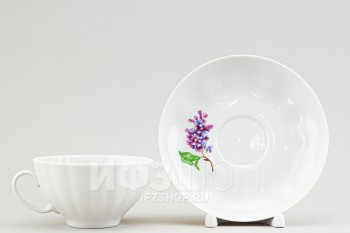 Чашка с блюдцем чайная ф. Белый лебедь рис. Сирень без отводки