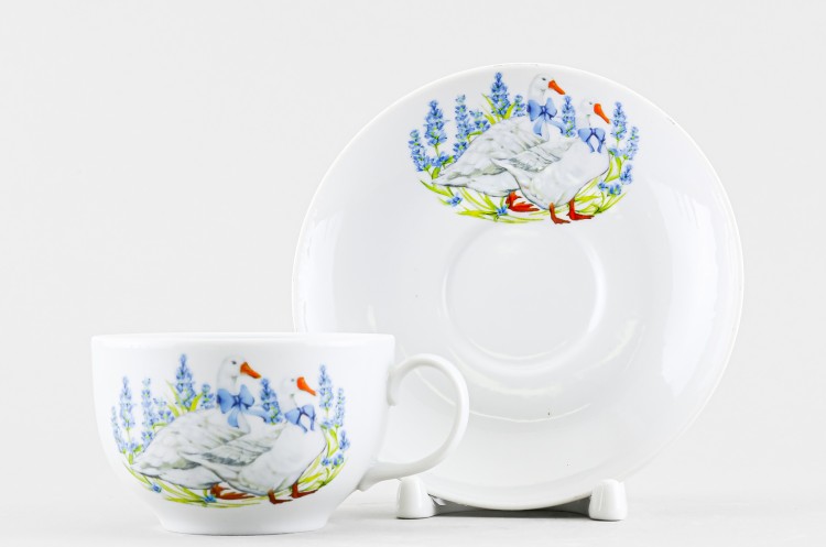 Набор из 4 чашек с блюдцем чайных ф. Янтарь рис. Гуси в Пензе