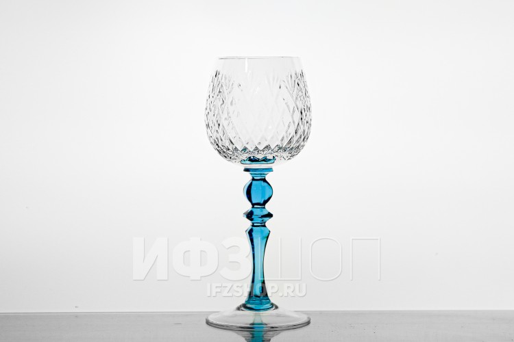 Набор из 6 бокалов для вина 230 мл ф. 7565 серия 900/300 (с бирюзовой ножкой) 