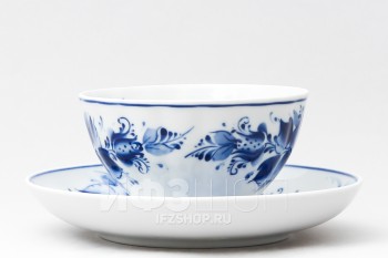 Чашка с блюдцем чайная ф. Белый лебедь рис. Роза