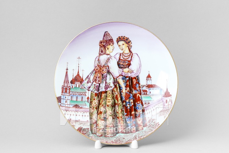 Декоративная тарелка 19.5 см рис. Ярославские сударыни в Москве