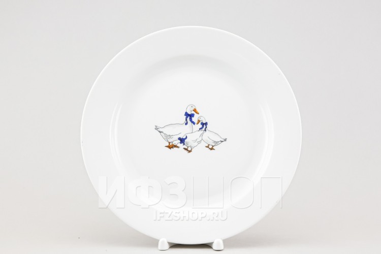 Набор из 4 тарелок плоских 24 см ф. Гладкий край рис. Гуси новые в Пензе