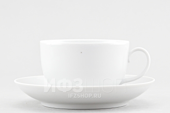 Чашка с блюдцем чайная ф. Янтарь рис. Белый