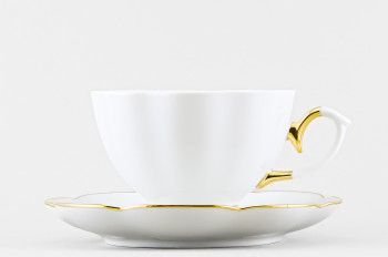 Чашка с блюдцем чайная ф. Елена рис. Отводка золотом