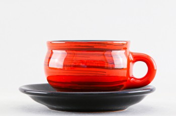 Чашка с блюдцем чайная ф. Штрих рис. Оранжевая полоска