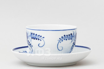 Чашка с блюдцем чайная ф. Янтарь рис. Гжель