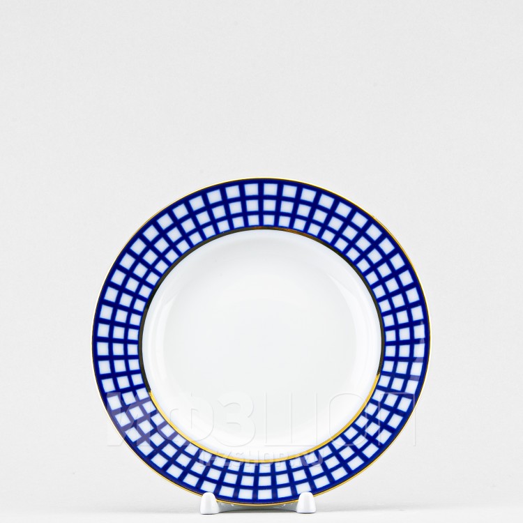 Тарелка плоская 20 см ф. Гладкая рис. Кобальтовая клетка в Москве