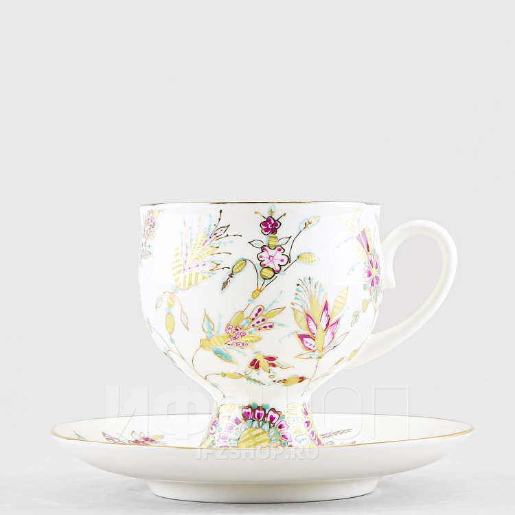 Чашка с блюдцем кофейная ф. Классическая-2 рис. Золотые ветви в Москве