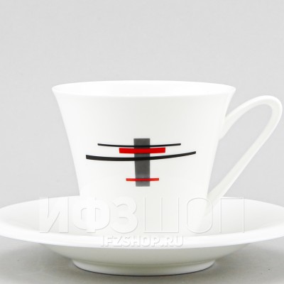 Чашка с блюдцем чайная ф. Сад рис. Красное и черное