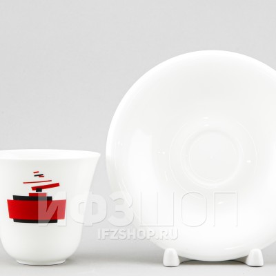 Чашка с блюдцем чайная ф. Сад рис. Красное и черное