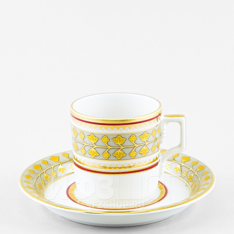 Чашка с блюдцем кофейная ф. Гербовая рис. Бельведер 