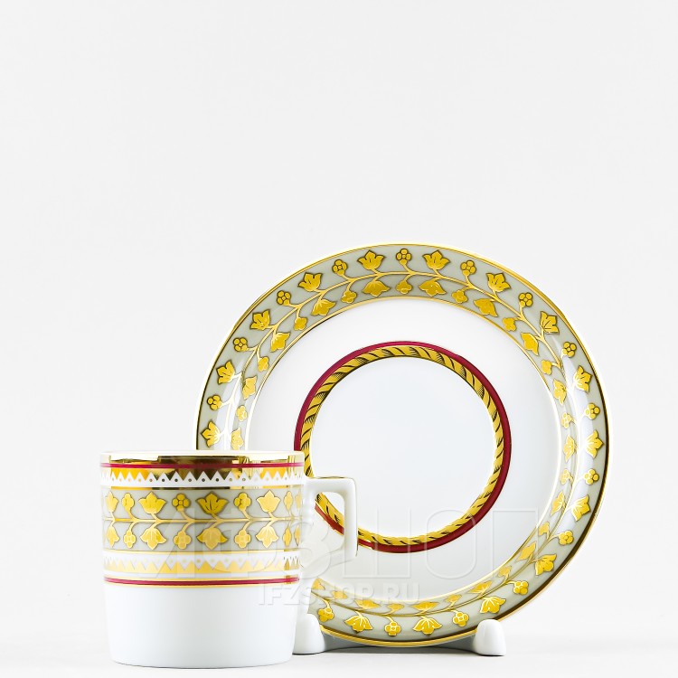 Чашка с блюдцем кофейная ф. Гербовая рис. Бельведер 