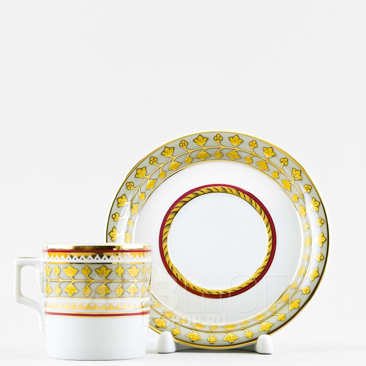 Чашка с блюдцем кофейная ф. Гербовая рис. Бельведер 