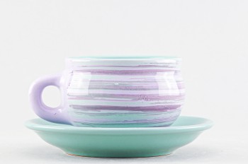 Чашка с блюдцем чайная ф. Штрих рис. Лаванда