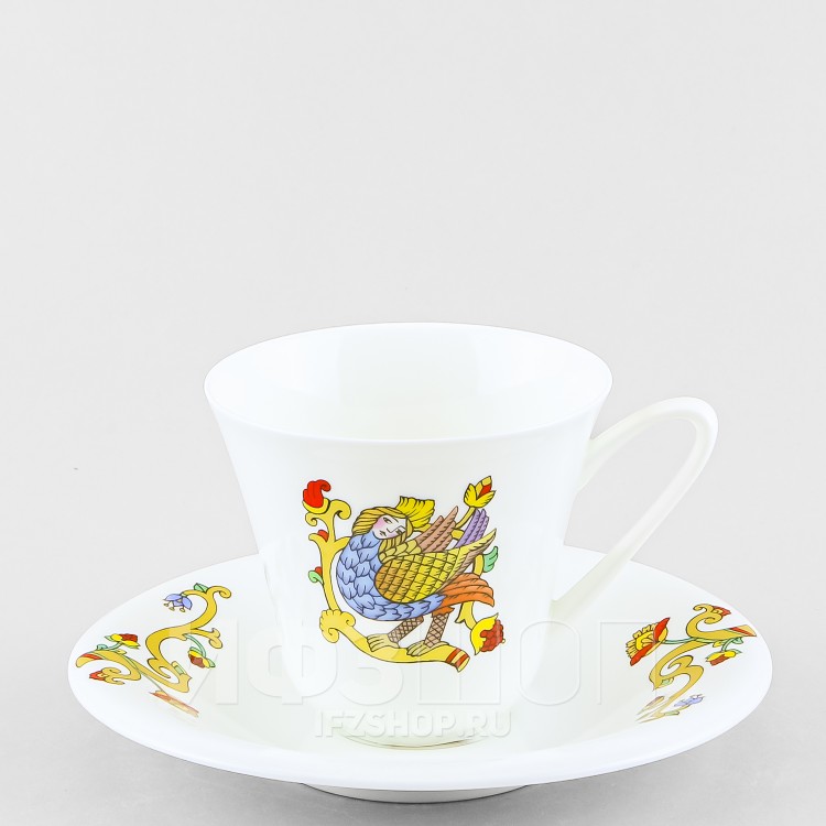 Чашка с блюдцем чайная ф. Сад рис. Русские сказки. Сирин 