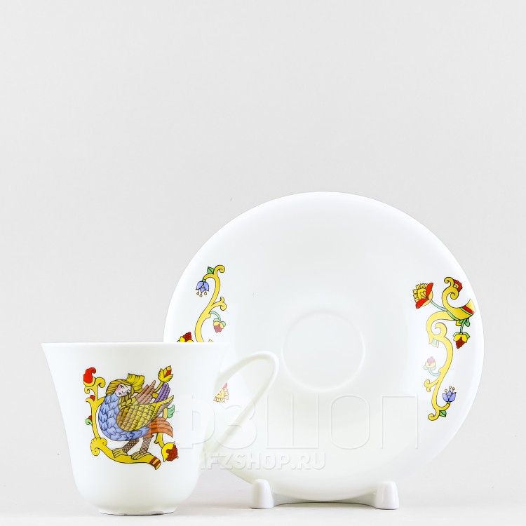 Чашка с блюдцем чайная ф. Сад рис. Русские сказки. Сирин 