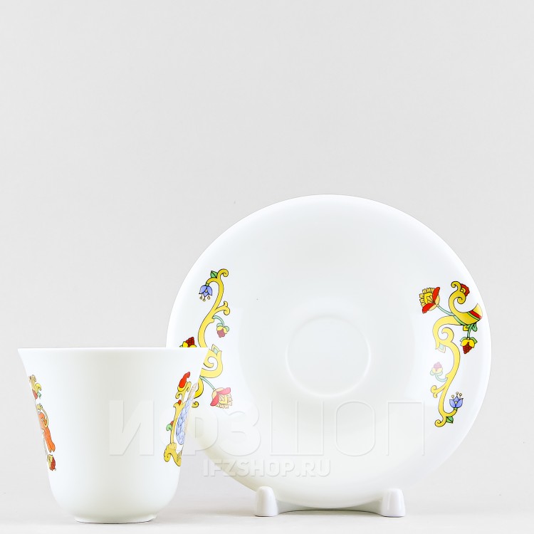 Чашка с блюдцем чайная ф. Сад рис. Русские сказки. Сирин 
