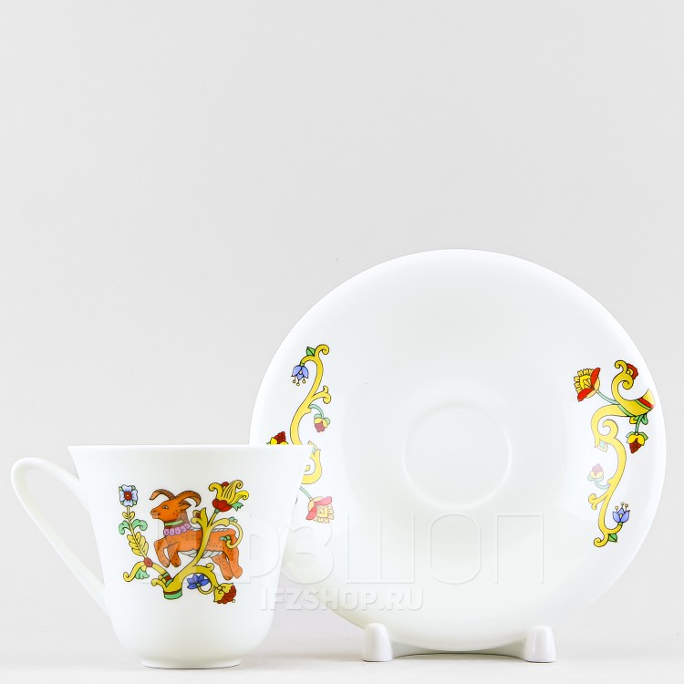 Чашка с блюдцем чайная ф. Сад рис. Русские сказки. Сирин 