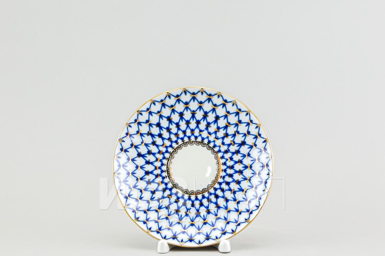 Блюдце для кофейной чашки ф. Тюльпан рис. Кобальтовая сетка 