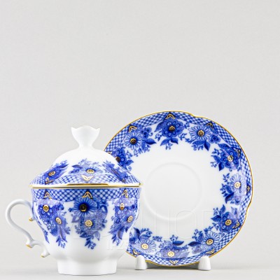 Чашка с блюдцем с крышкой ф. Подарочная-2 рис. Гирлянда