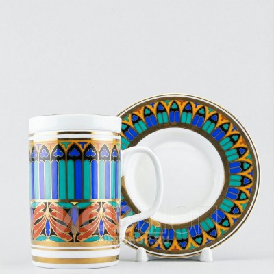 Бокал с блюдцем и крышкой рис. Готический 10