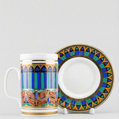 Бокал с блюдцем и крышкой рис. Готический 10