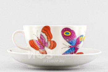Чашка с блюдцем чайная ф. Тюльпан рис. Шафрановые бабочки