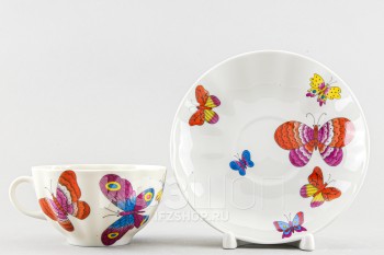 Чашка с блюдцем чайная ф. Тюльпан рис. Шафрановые бабочки