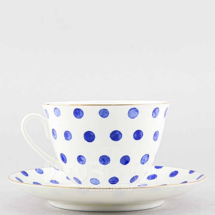 Чашка с блюдцем чайная ф. Весенняя-2 рис. Polka dot 