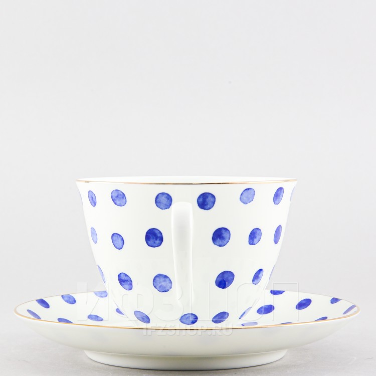 Чашка с блюдцем чайная ф. Весенняя-2 рис. Polka dot 