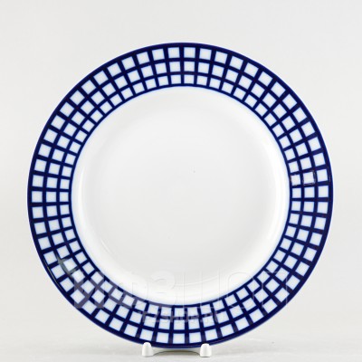 Блюдо круглое 30 см ф. Молодежная рис. Кобальтовая клетка (без золота)