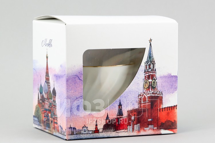 Чашка с блюдцем кофейная ф. Витая рис. Золотой кантик в подарочной упаковке (Москва) 