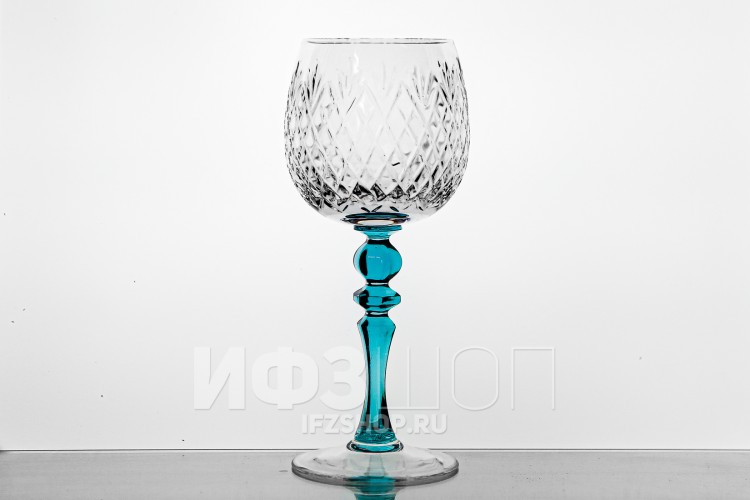 Набор из 6 бокалов для вина 300 мл ф. 7565 серия 900/300 (с бирюзовой ножкой) 