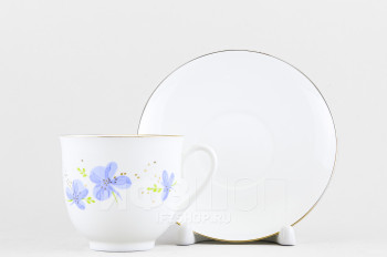Чашка с блюдцем кофейная ф. Ландыш рис. Голубые цветы